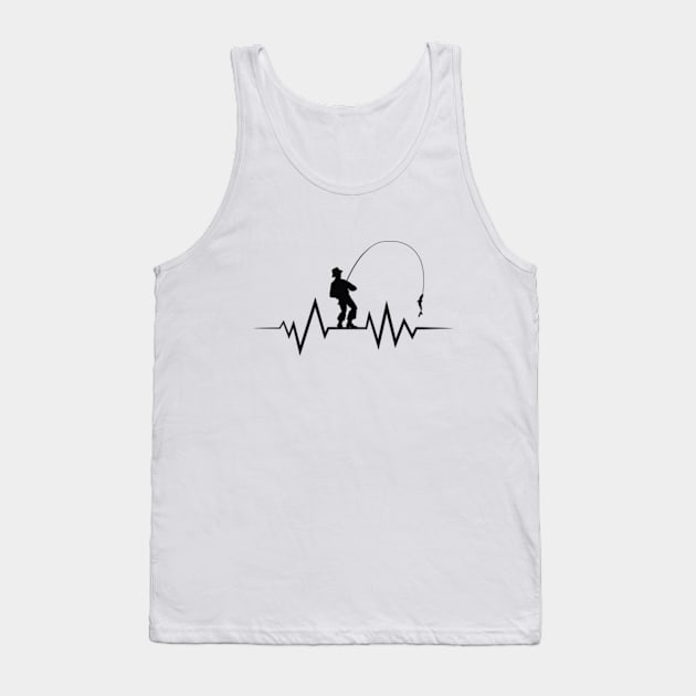 Fishing Heartbeat - Cool Beat Fisherman Tank Top by RiseInspired